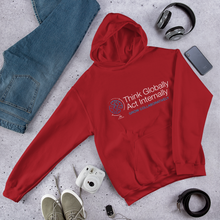 Load image into Gallery viewer, Think Globally. Act Internally. Grow Collaboratively. Hooded Sweatshirt