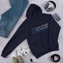 Load image into Gallery viewer, Think Globally. Act Internally. Grow Collaboratively. Hooded Sweatshirt